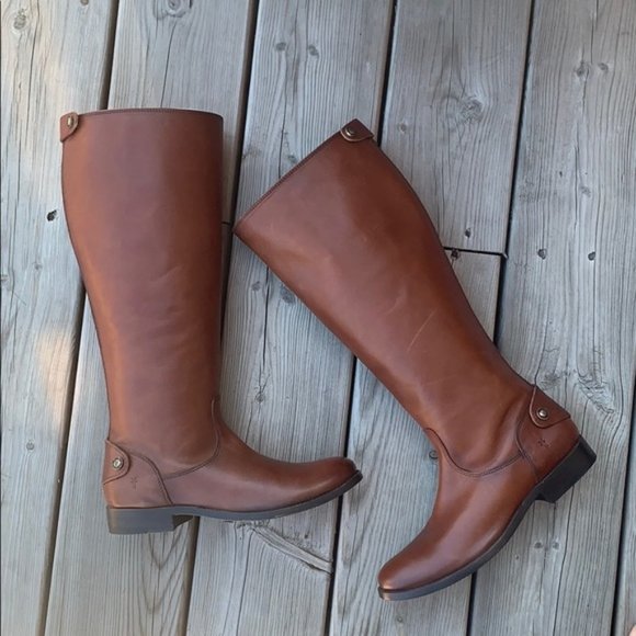 FRYE Melissa Black Leather Zipper Boots Size 6 - Picture 1 of 11